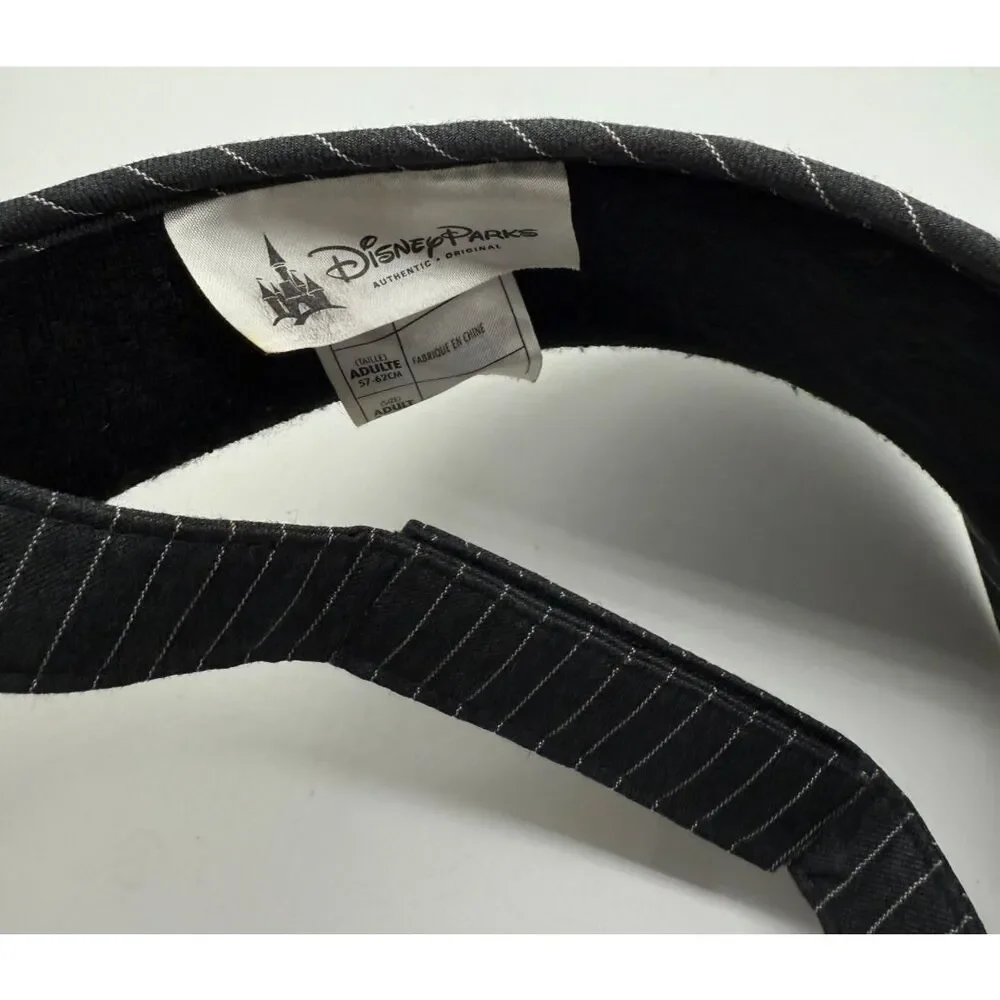 Disney Parks Mickey Mouse Black‎ White Pin Striped Adjustable Visor Adult